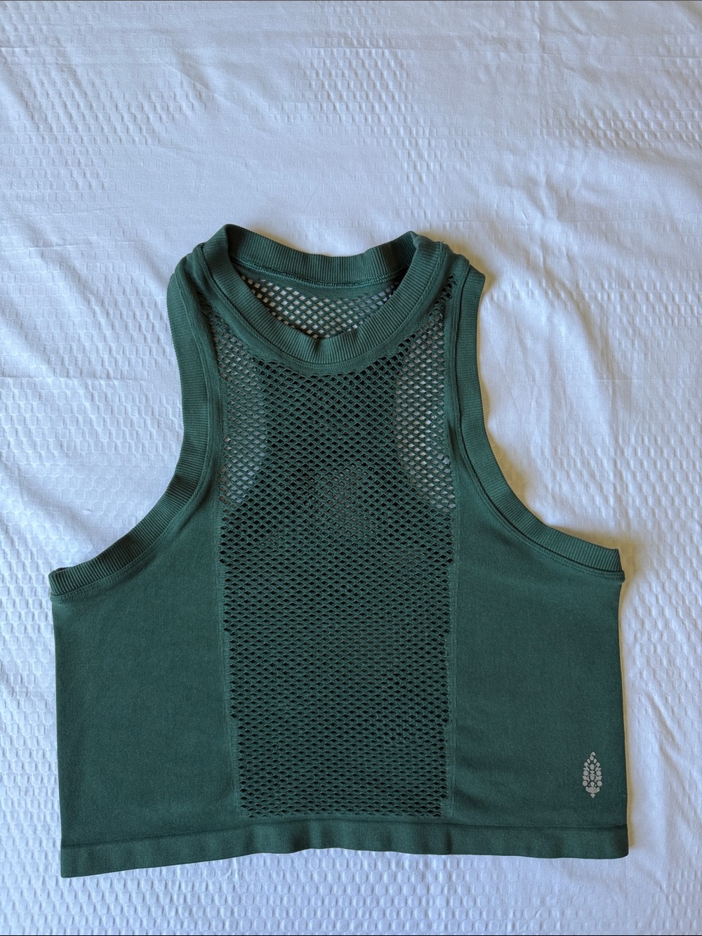 Free People Teal Mesh-Detail Cropped Tank - Picture 2 of 10